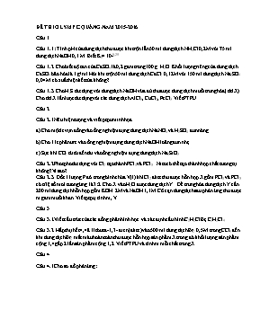 Đề thi Olympic Quảng nam 2015 - 2016 môn Hóa học